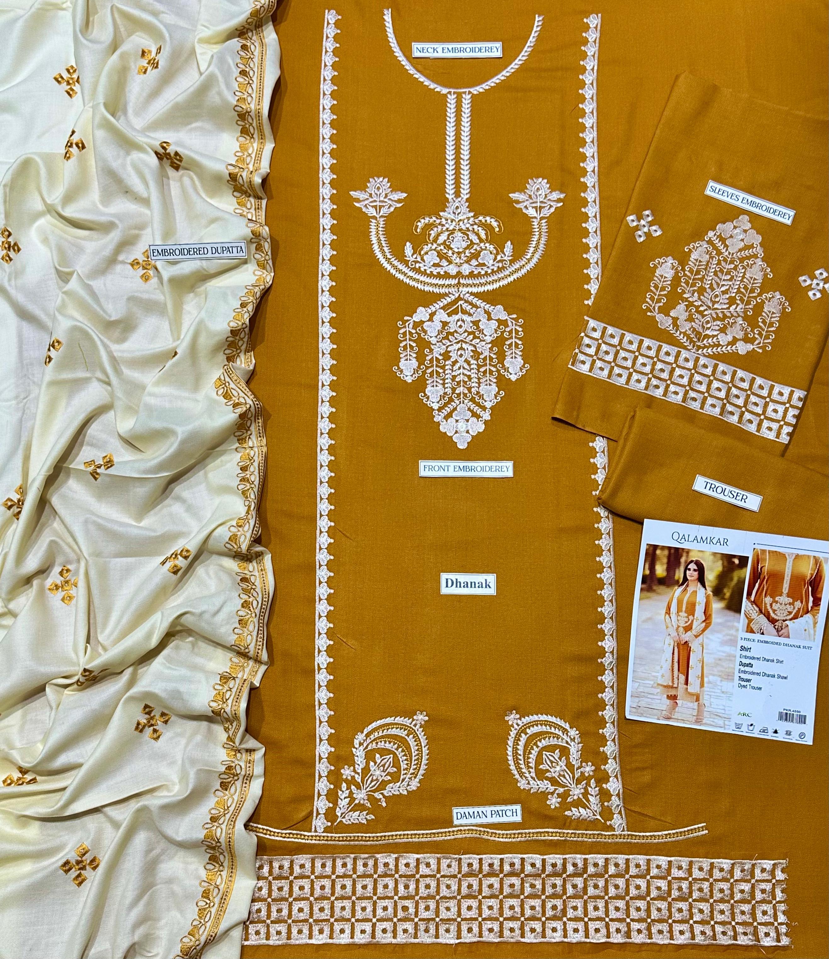 Qalamkar Dhanak 3-Piece Embroidered Airjet Suit – Winter Collection ❄️