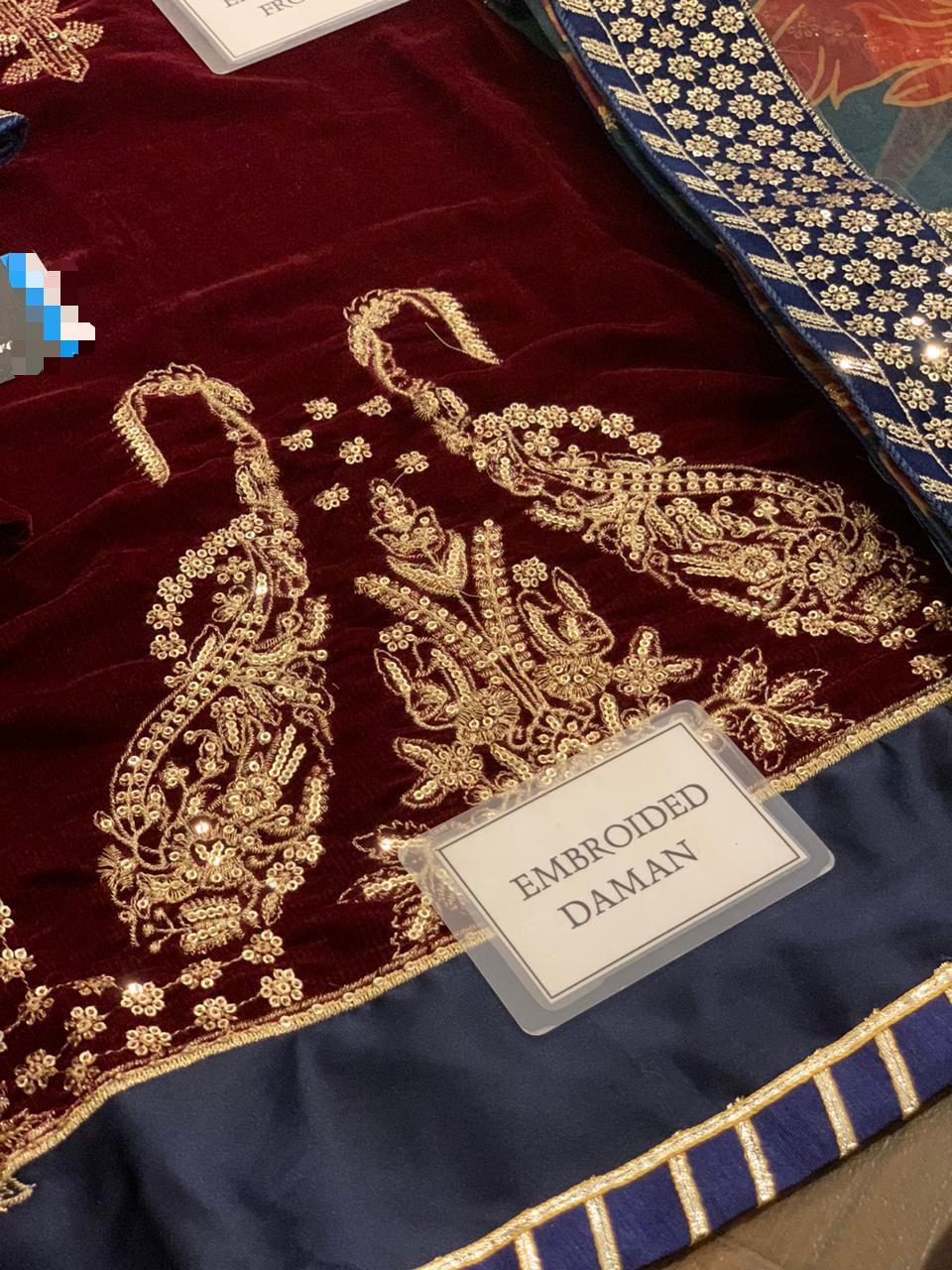 Micron Velvet Embroidered Spangle Work 3-Piece Dress Set ❄️