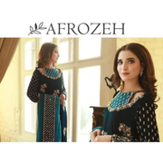 Afrozeh Velvet Embroidered 3-Piece Suit – Winter Collection ❄️