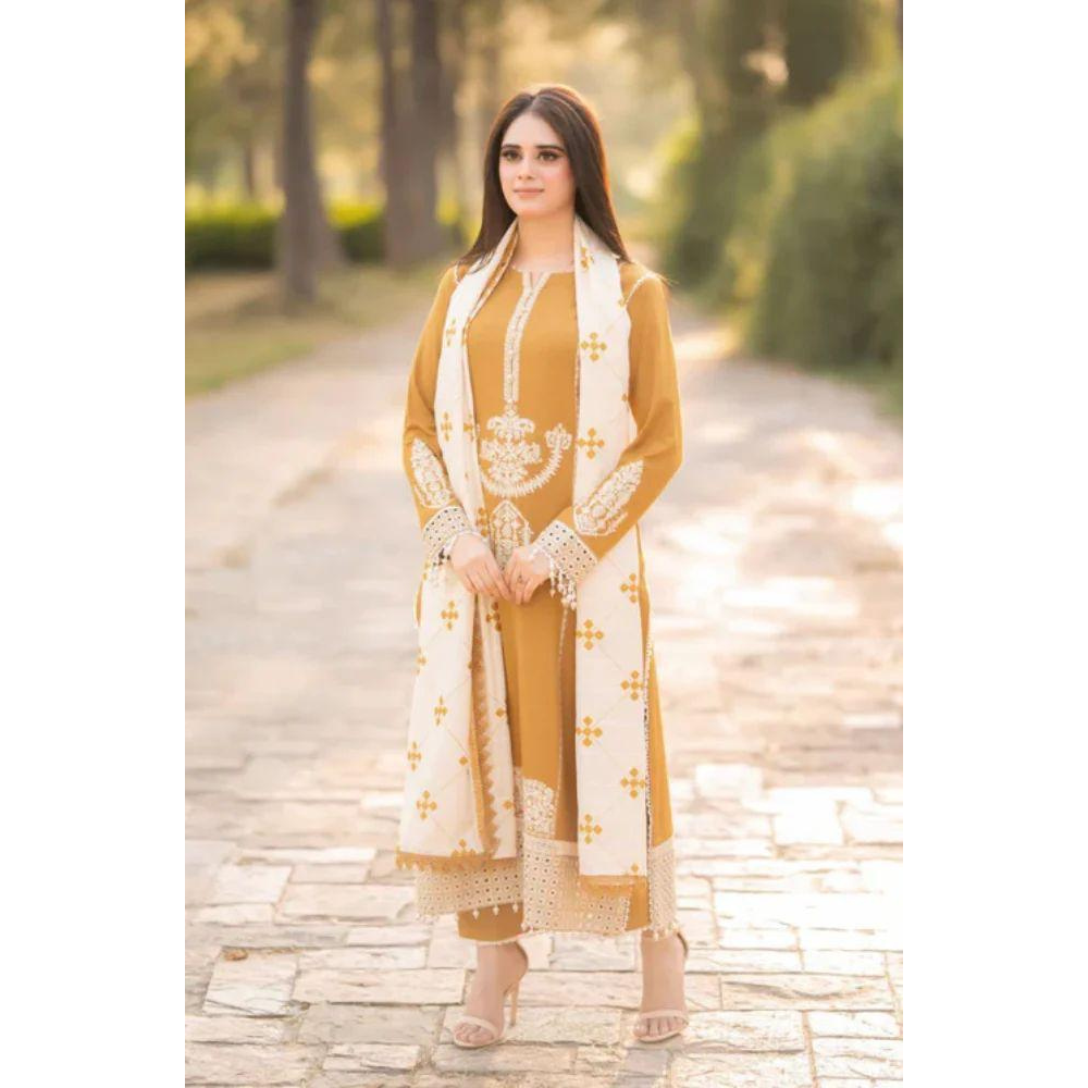 Qalamkar Dhanak 3-Piece Embroidered Airjet Suit – Winter Collection ❄️