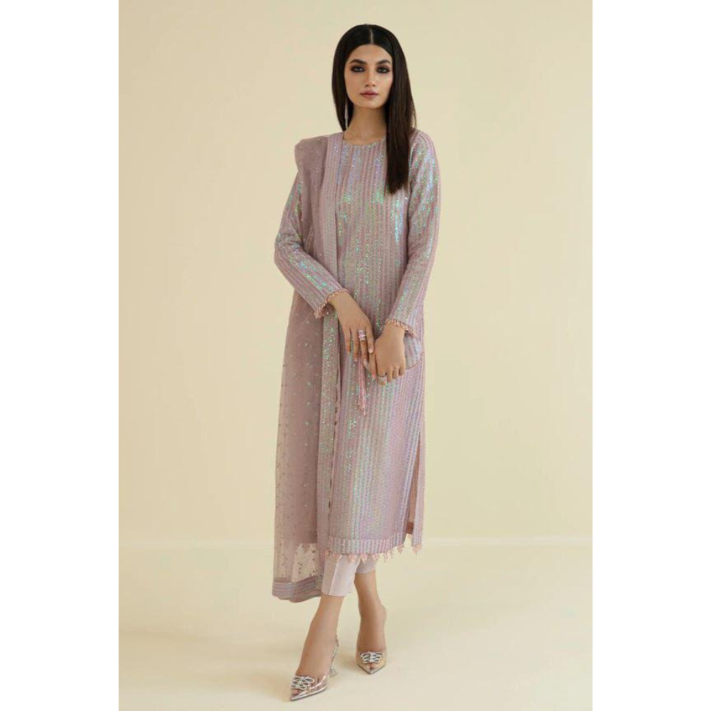 Baroque Semi Pure Chiffon Embroidered 3-Piece Suit – Luxury Collection ✨