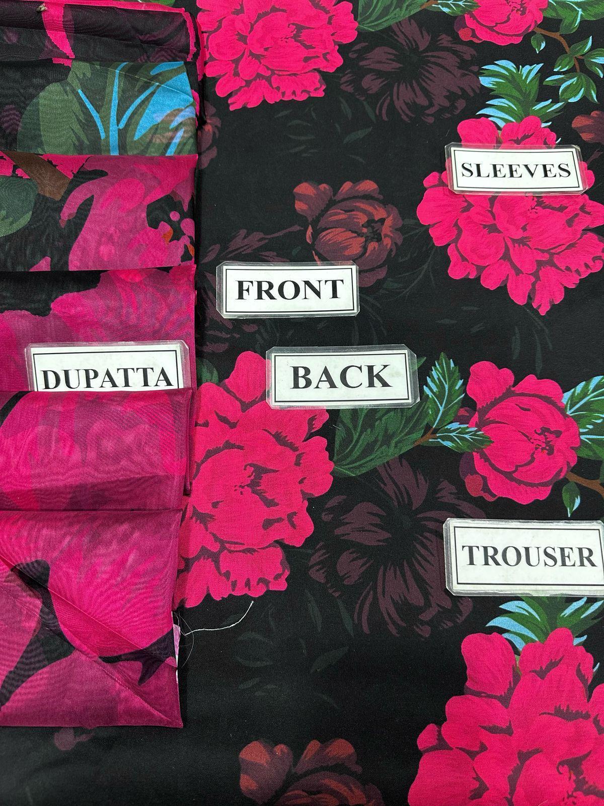 3pc Unstitch Suit SWISS LAWN With silk printed  Dupatta