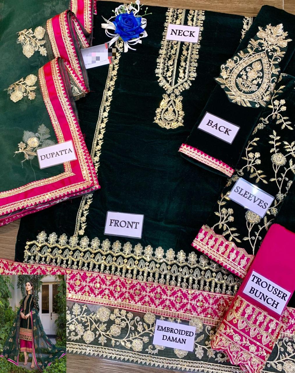 Zainab Chottani Velvet Micro Embroidered 3-Piece Suit – Winter Collection ❄️