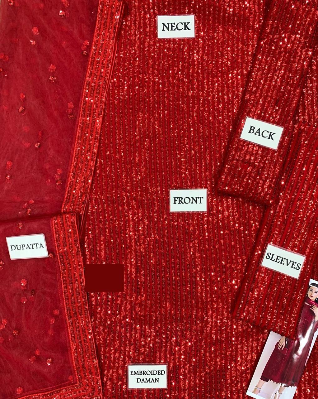 Baroque Luxury Semi Pure Chiffon Embroidered Dress