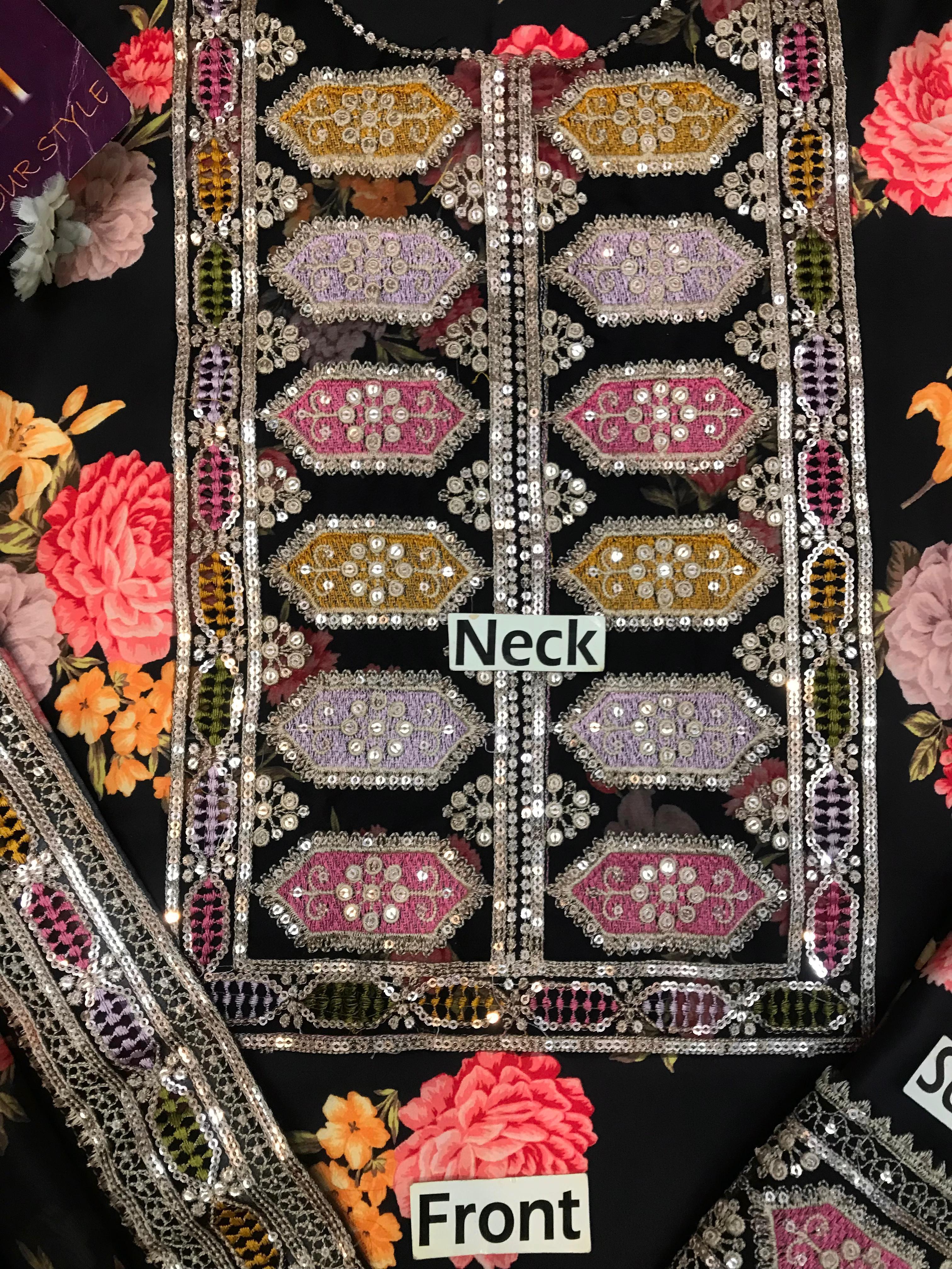 Ahmozi Digital Printed Shamoz Silk Unstitched 3-Piece Suit