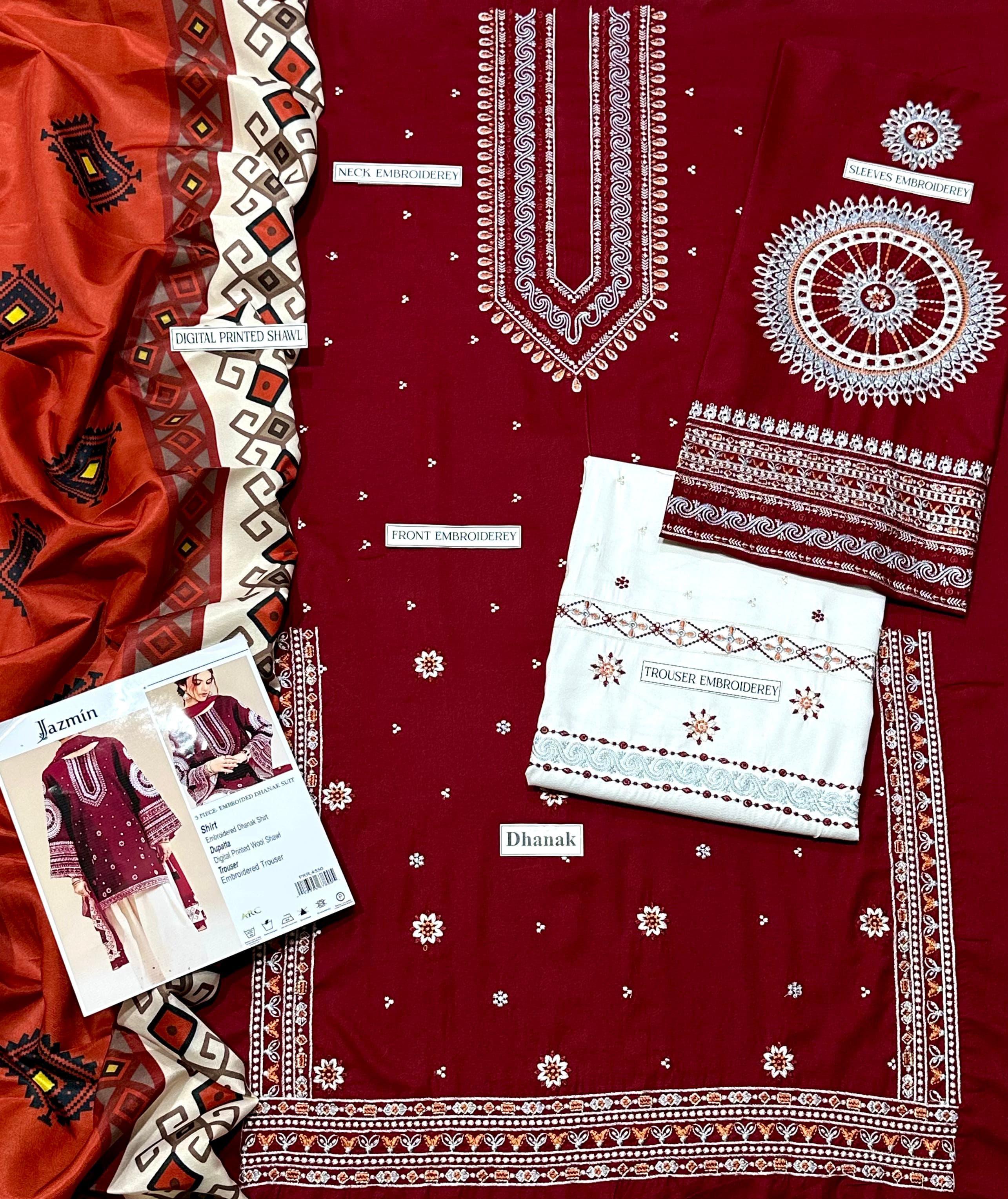 Jazmin Dhanak 3-Piece Embroidered Winter Suit ❄️