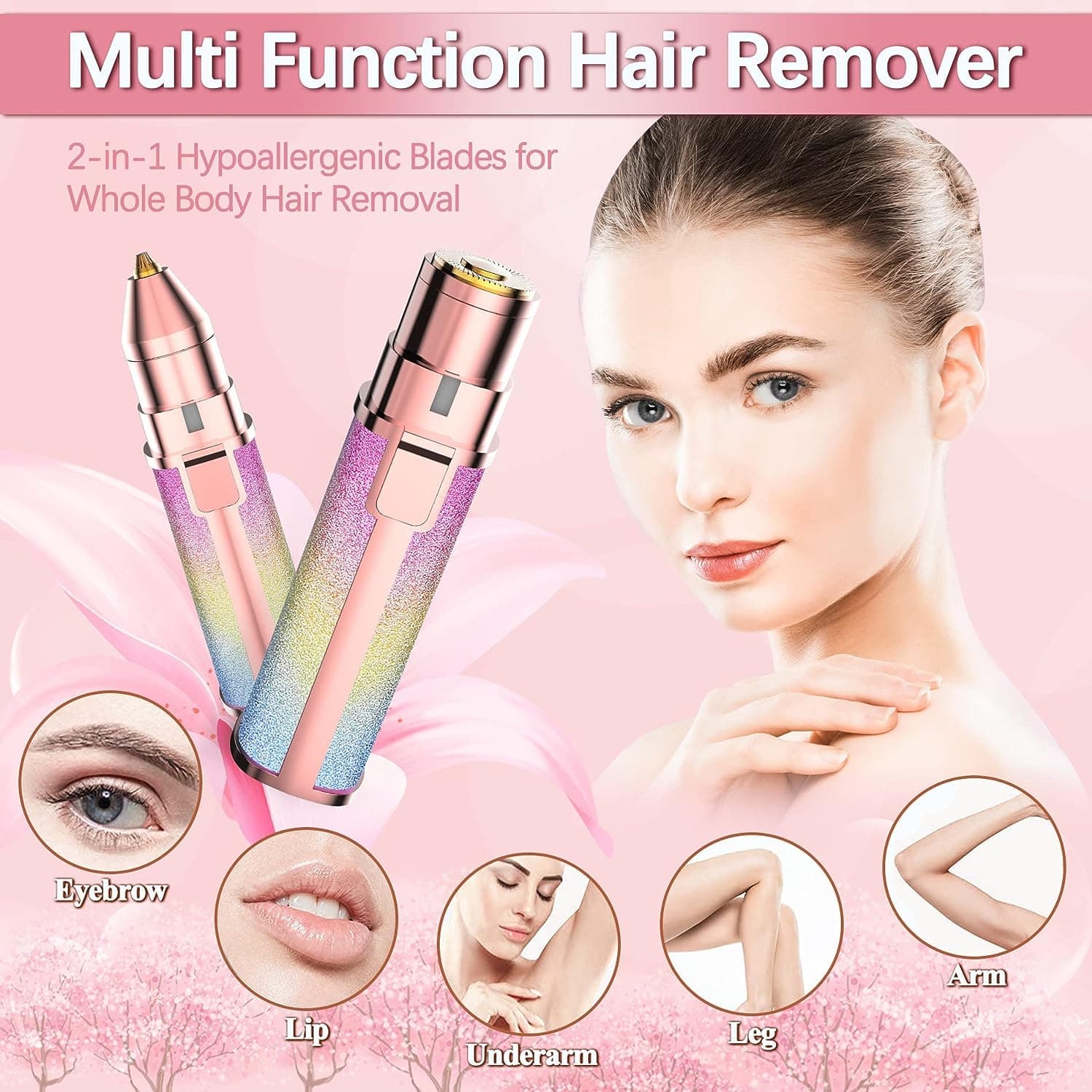 Electric Eyebrow Trimmer & Facial Hair Remover for Women