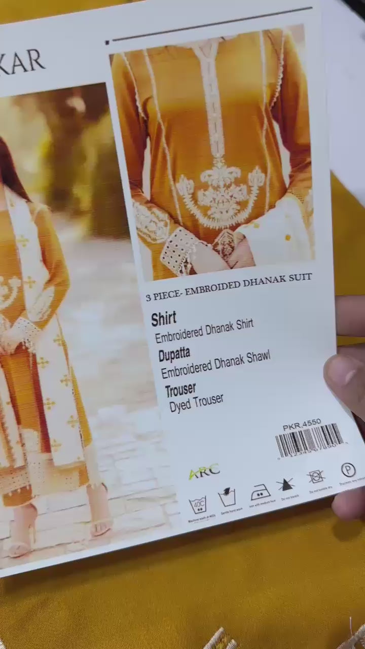 Load video: Qalamkar Dhanak 3-Piece Embroidered Airjet Suit – Winter Collection ❄️