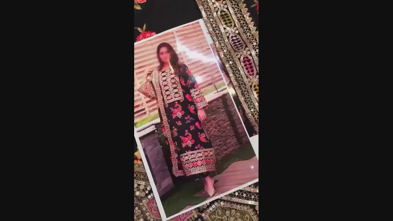 Load video: Ahmozi Digital Printed Shamoz Silk Unstitched 3-Piece Suit