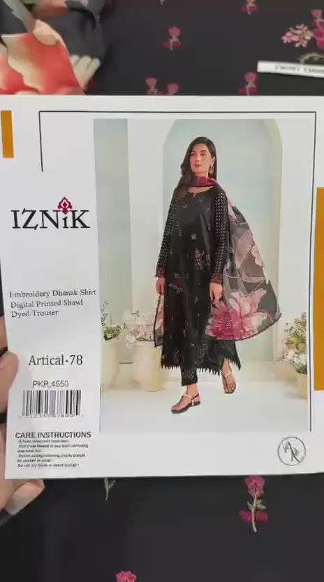 Load video: Iznik Dhanak 3-Piece Embroidered Airjet Suit – Winter Collection ❄️
